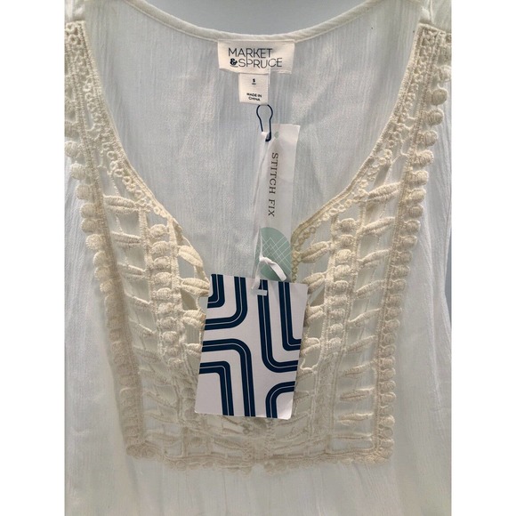 Stitch Fix Small Market & Spruce Nova Crochet Detail‎ Tunic Tank Top NWT - Picture 5 of 6